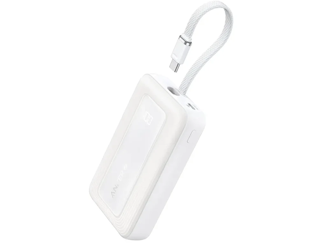 Външни батерии Anker Zolo Powerbank 20000mAh 30W Power Bank Portable Charger with Built-in USB C Cable A1689, White