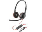 Слушалки HP Poly Blackwire 3220 стерео USB-C слушалки + USB-C/A адаптер