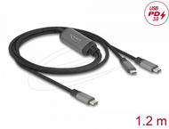 Кабели и Адаптери Delock Кабел USB-C, Y-кабел, 2 x USB-C PD 3.0, 100 W, 1.2 метра