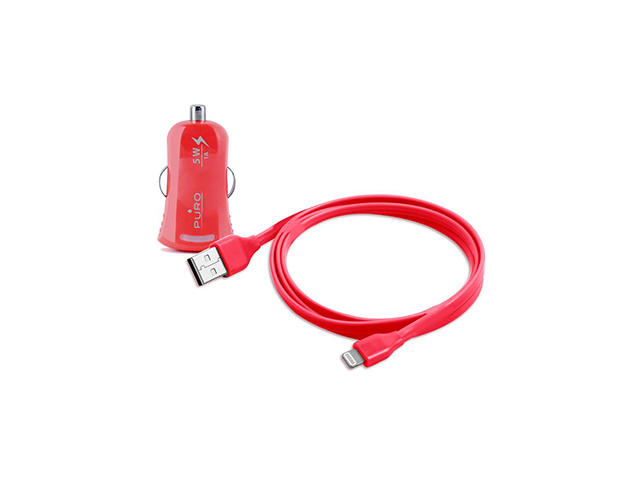 Зарядни устройства PURO Mini зарядно за кола за iPhone + Lightning кабел