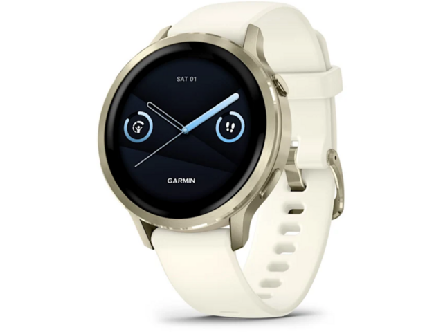 Смарт часовници Garmin  Venu® 4 - 41 мм, Lunar Gold с Bone силиконова каишка