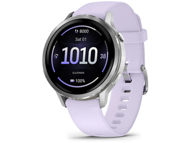 Смарт часовници Garmin  Venu® 4 - 41 мм, Silver с Periwinkle силиконова каишка 