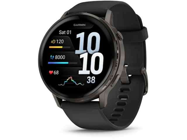 Смарт часовници Garmin Venu® 4 - 45 мм, Slate с Black силиконова каишка