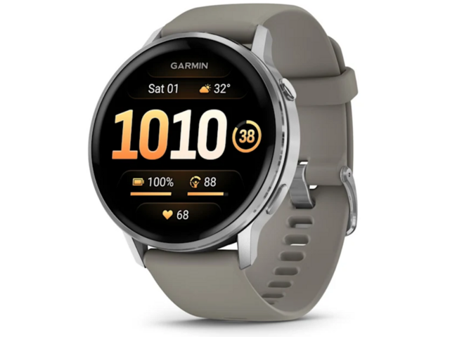 Смарт часовници Garmin Venu® 4 - 45 мм, Silver с Silver Gray силиконова каишка