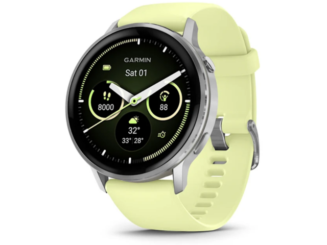 Смарт часовници Garmin Venu® 4 - 45 мм, Silver с Citron силиконова каишка 