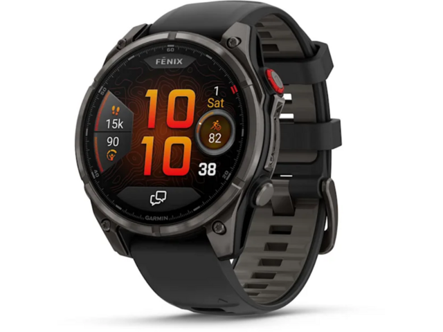 Смарт часовници Garmin fēnix® 8 Pro - 47 mm, AMOLED, Sapphire - Carbon grey DLC titanium с Black/pebble grey силиконова каишка