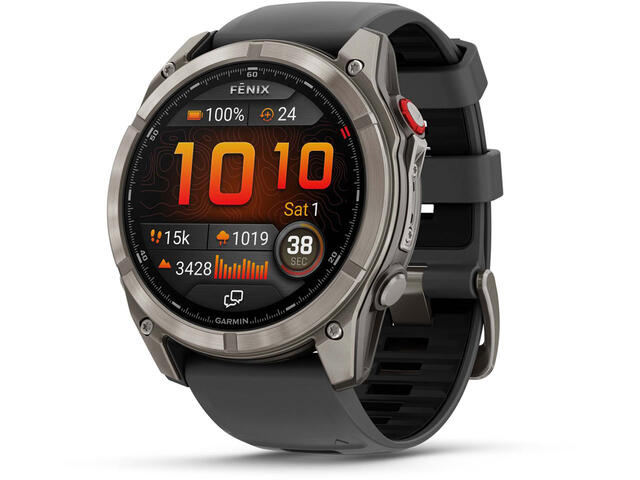 Смарт часовници Garmin fēnix® 8 Pro - 47 mm, AMOLED, Sapphire - Titanium с Graphite/black силиконова каишка