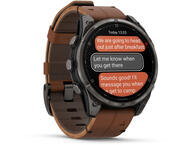 Смарт часовници Garmin fēnix 8 Pro - 51 мм, AMOLED, Sapphire - Carbon grey DLC titanium с Chestnut кожена каишка