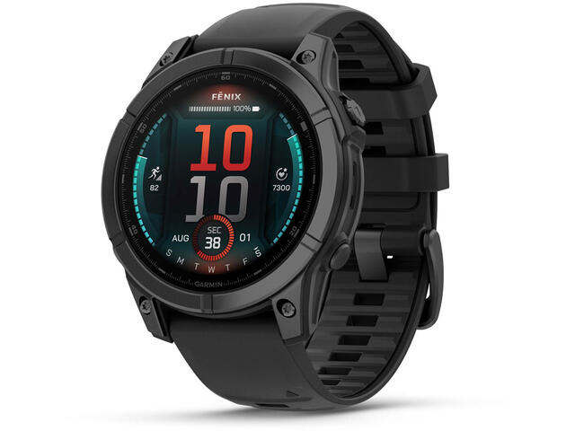 Смарт часовници Garmin fēnix E - 47 мм, AMOLED - Slate Gray Steel с Black силиконова каишка