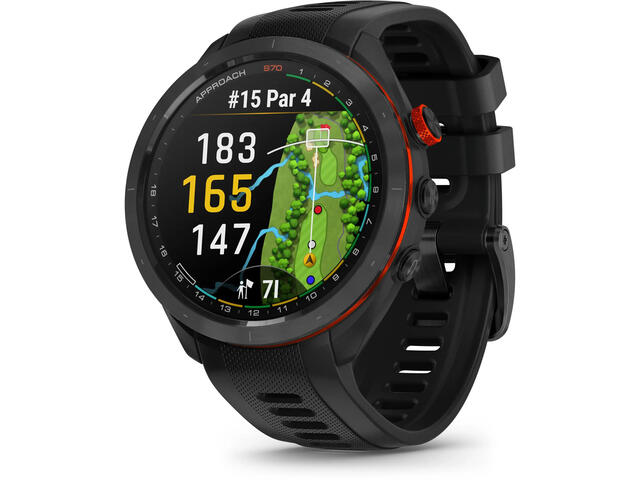 Смарт часовници Garmin Approach® S70 - 47 мм черен керамичен безел с черна силиконова каишка