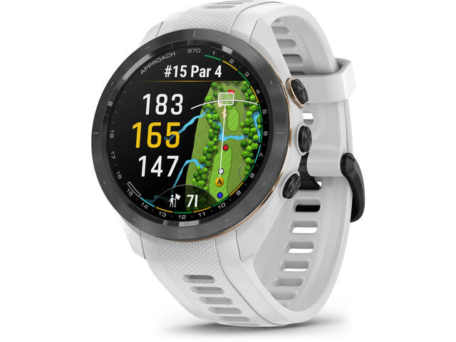 Смарт часовници Garmin Approach® S70 - 42 мм черен керамичен безел с бяла силиконова каишка