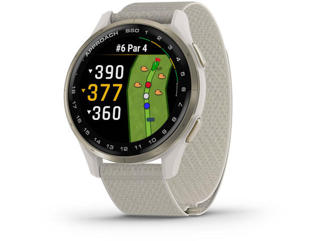 Смарт часовници Garmin Approach® S50 - Cream Gold Aluminium безел с Ivory ComfortFit Nylon каишка