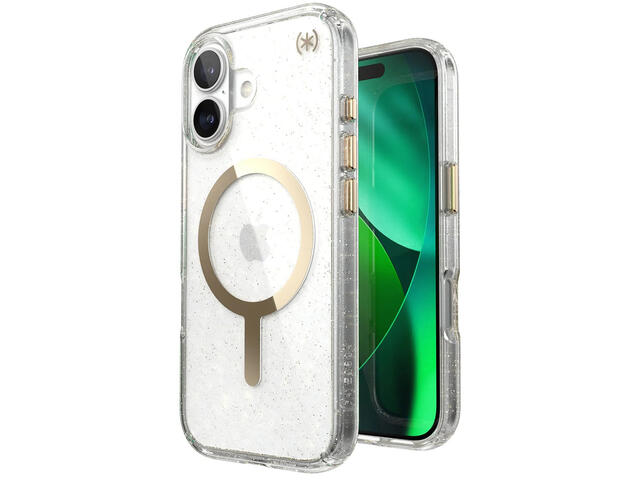 Калъфи Speck iPhone 17 Presidio LUX +MS Clear/Gold Glitter