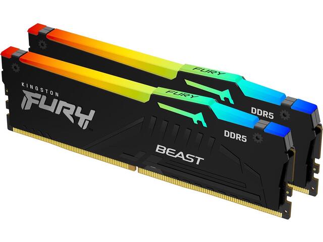 Оперативна памет 64GB (2x32GB) DDR5 5600 MT/s CL36 Kingston FURY Beast Black RGB