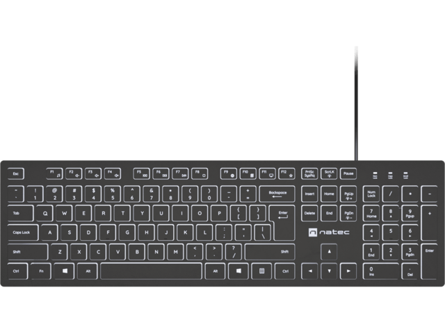 Клавиатури Natec Keyboard Herring Glow US, White Backlight