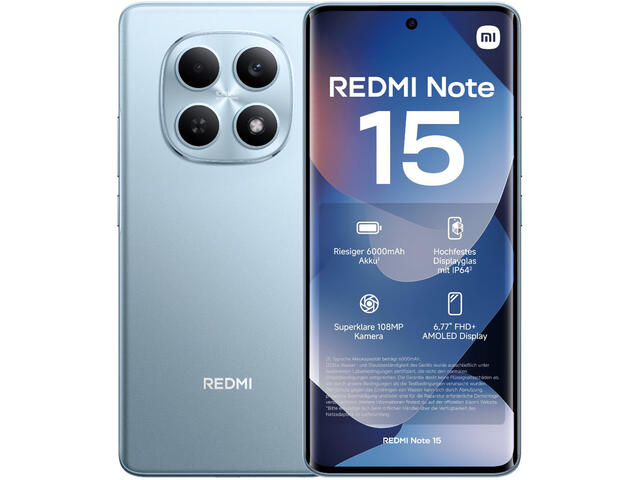 Смартфони Xiaomi Redmi Note 15 4G - 6GB RAM / 128GB, Glacier Blue