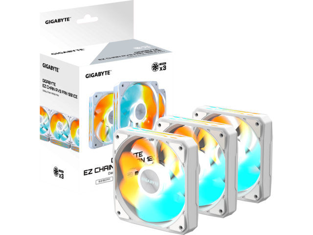 Вентилатори GIGABYTE EZ CHAIN RVS FAN 120 ICE Triple Pack