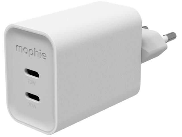 Зарядни устройства Mophie Power Adapter GaN USB-C Dual 70W ROC 2025 White EU​