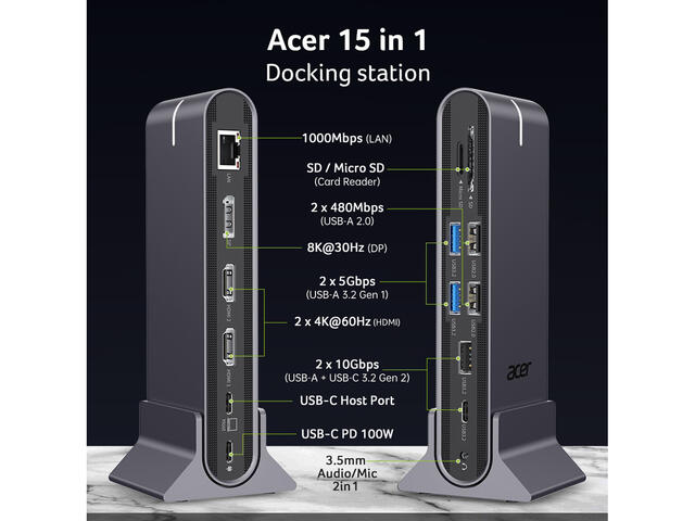 Докинг станции Acer Universal Docking Station 15in1 Type-C
