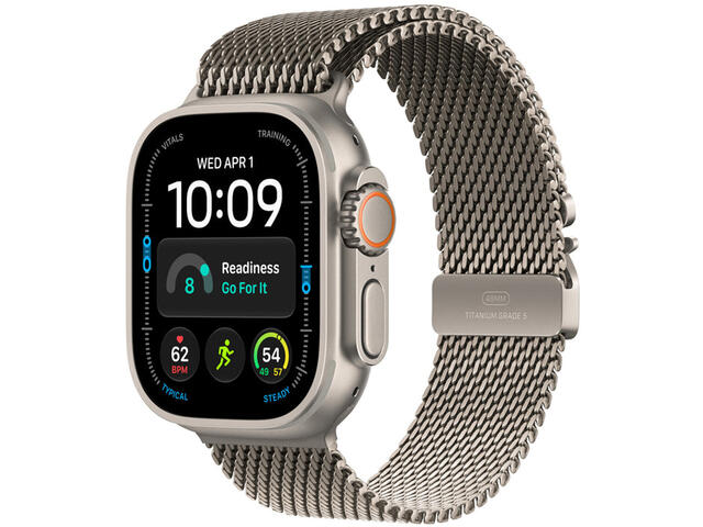 Смарт часовници Apple Watch Ultra 4 GPS + Cellular - Milanese Loop, Natural Titanium, Large