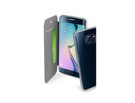 Калъфи Cellular line ClearBook за Samsung Galaxy S6 Edge, прозрачен-черен