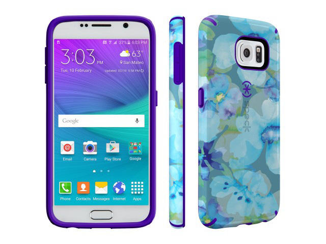 Калъфи Speck CandyShell Inked за Galaxy S6, Aqua Floral Blue/UltraViolet Purple 