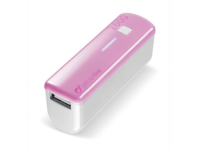 Външни батерии Cellular line външна батерия за телефон 2600mA, розова